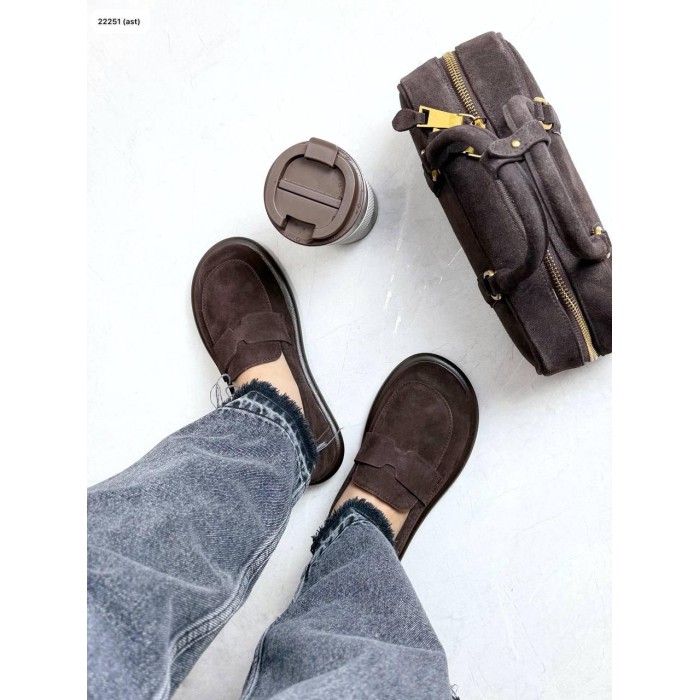 Туфлі/Лофери жіночі натуральна замша шоколад 41р