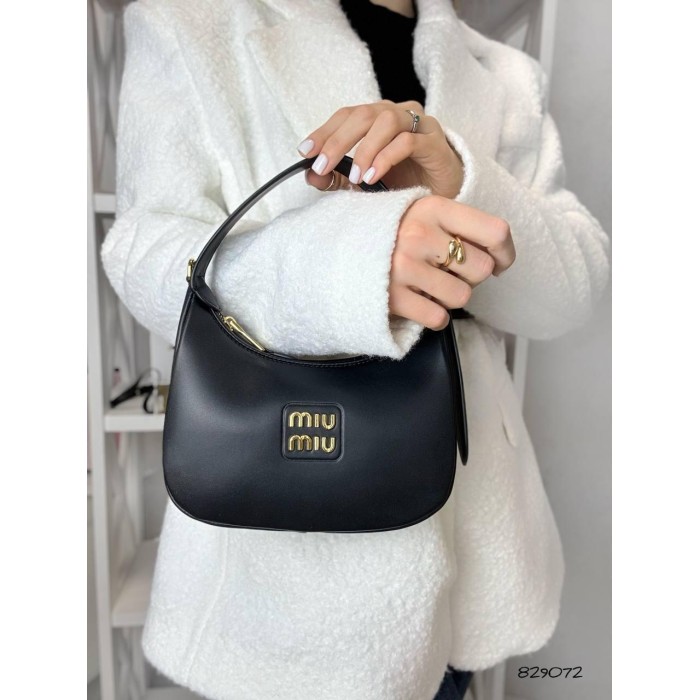 Сумка жіноча МіуМіу полу кругла натуральна шкіра Карамель