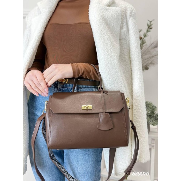 Сумка жіноча Polina Ремінець натуральна шкіра Шоколад, Беж, Чорна