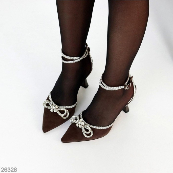 Відкриті туфлі жіночі еко замша колір-шоколад на 35.5,36,37,38,39р