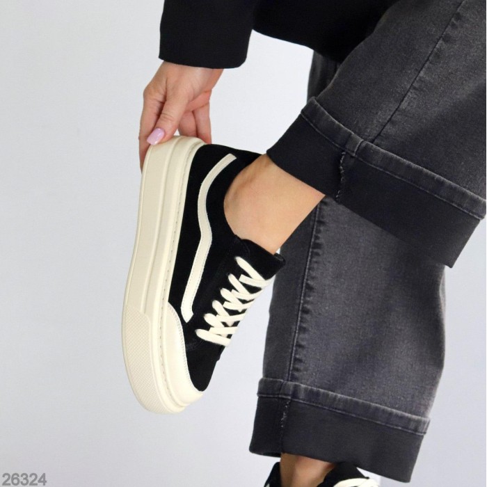 Кеди жіночі натуральна шкіра-замша чорні 37,38,39,40р.