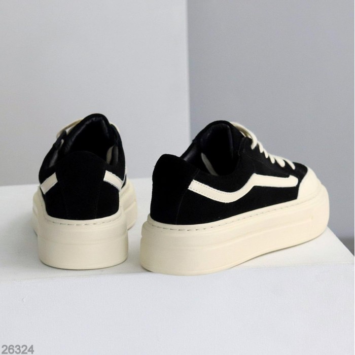 Кеди жіночі натуральна шкіра-замша чорні 37,38,39,40р.