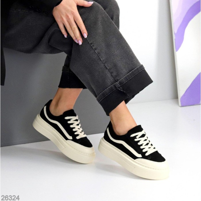 Кеди жіночі натуральна шкіра-замша чорні 37,38,39,40р.