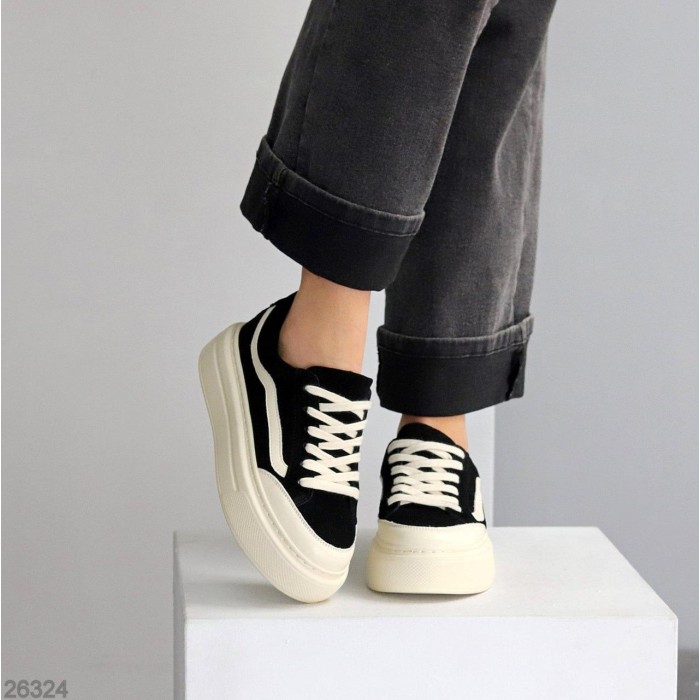 Кеди жіночі натуральна шкіра-замша чорні 37,38,39,40р.