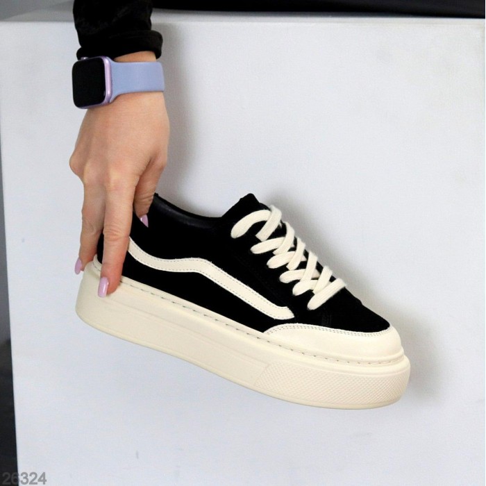 Кеди жіночі натуральна шкіра-замша чорні 37,38,39,40р.