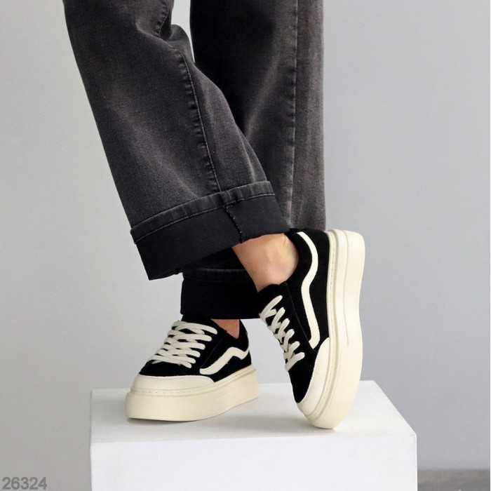 Кеди жіночі натуральна шкіра-замша чорні 37,38,39,40р.