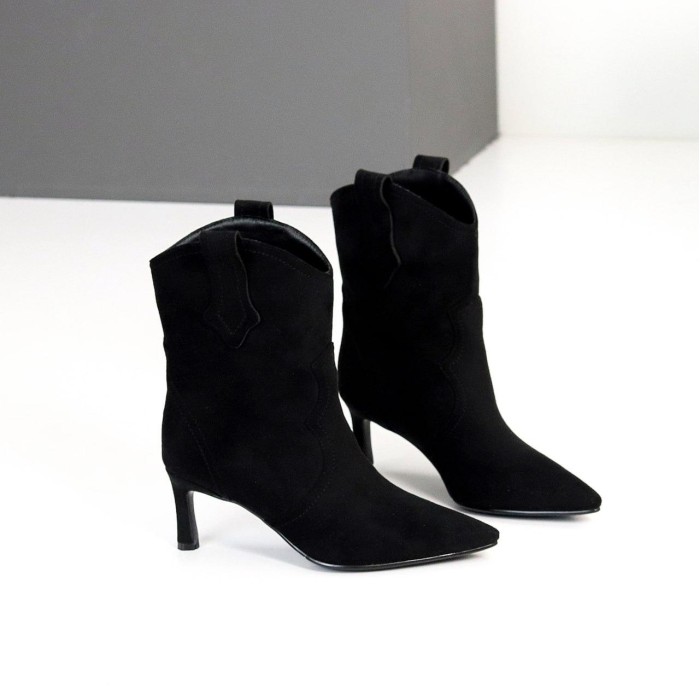 Ботильйони жіночі еко-замша колір-чорний демі 36р