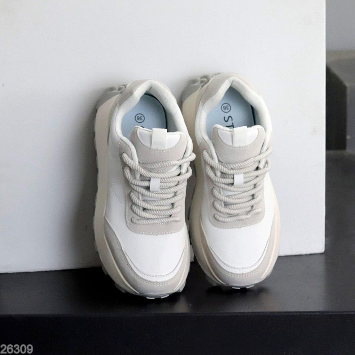 Кросівки жіночі натуральна шкіра + замша колір-білий сірий на 35.5,37,41р