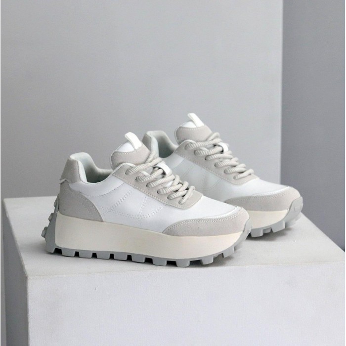 Кросівки жіночі натуральна шкіра + замша колір-білий сірий на 35.5,37,41р