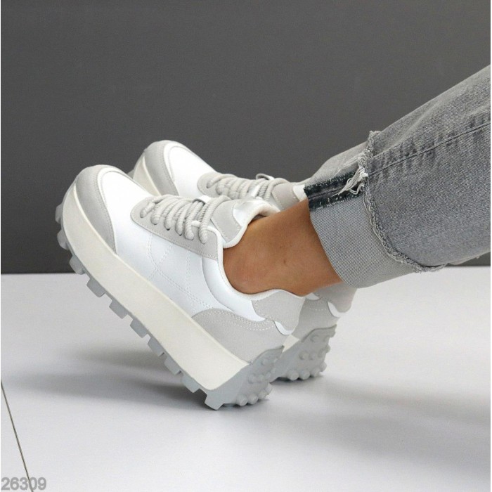 Кросівки жіночі натуральна шкіра + замша колір-білий сірий на 35.5,37,41р