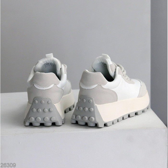 Кросівки жіночі натуральна шкіра + замша колір-білий сірий на 35.5,37,41р