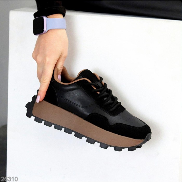 Кроссовки женские натуральная-кожа/эко-замша черные на 35.5,37,39р.