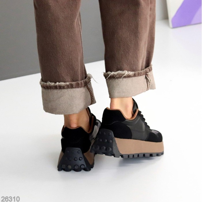 Кроссовки женские натуральная-кожа/эко-замша черные на 35.5,37,39р.