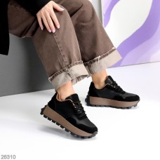 Кросівки жіночі натуральна-шкіра/еко-замша чорні на 35.5,37,39р