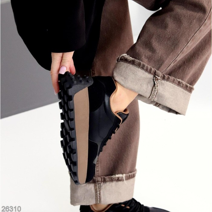 Кроссовки женские натуральная-кожа/эко-замша черные на 35.5,37,39р.