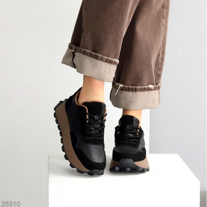 Кроссовки женские натуральная-кожа/эко-замша черные на 35.5,37,39р.