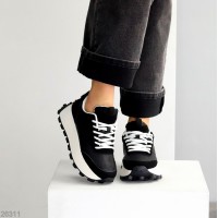 Кроссовки женские натуральная кожа + замша черные на 37,39,40р.