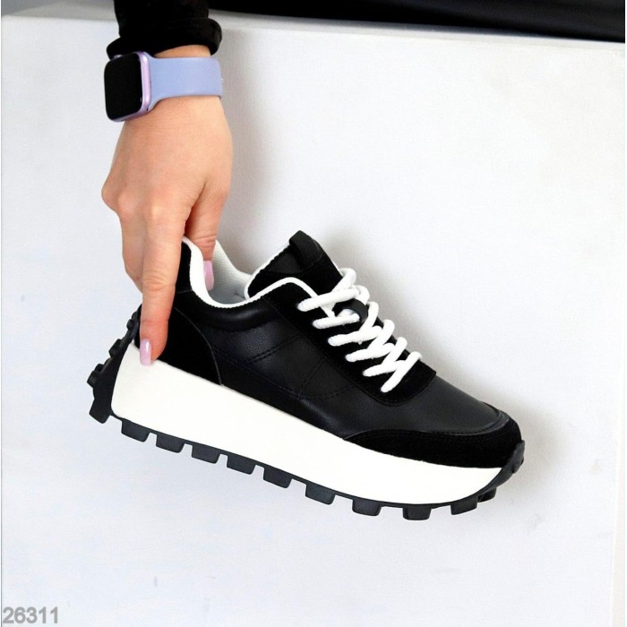 Кросівки жіночі натуральна шкіра + замша чорні на 37,39,40р