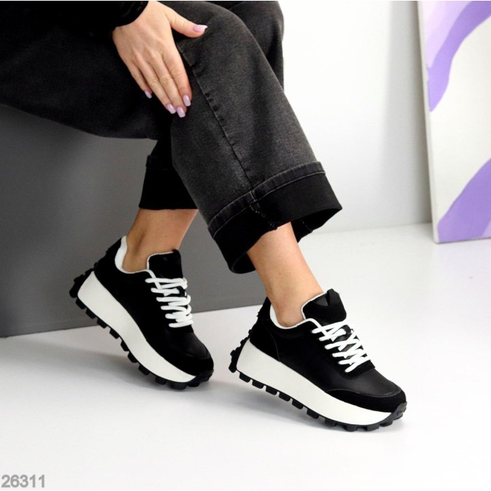 Кросівки жіночі натуральна шкіра + замша чорні на 37,39,40р