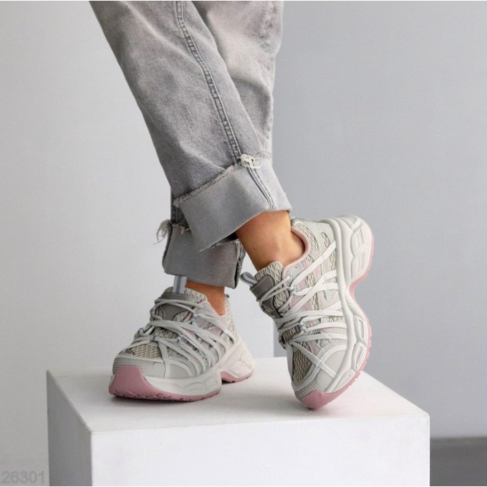 Кросівки жіночи еко-шкіра/текстиль сірі на 37,39р