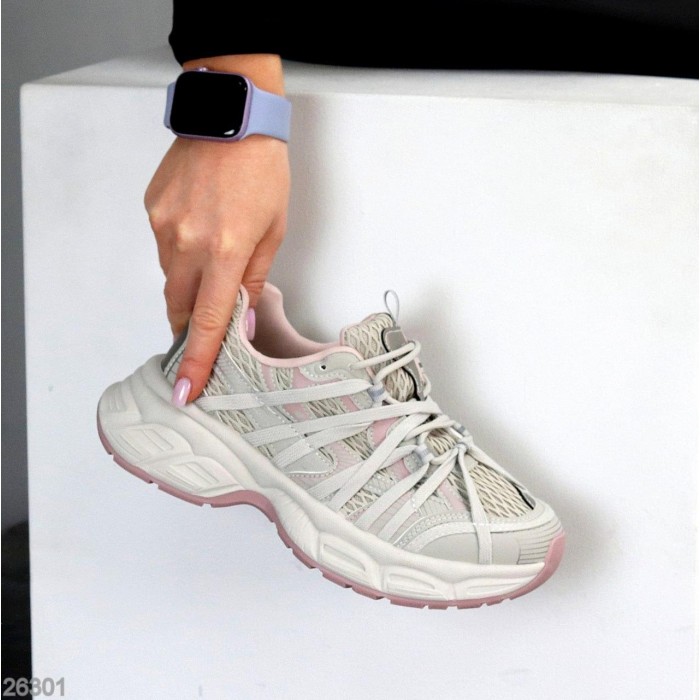 Кросівки жіночи еко-шкіра/текстиль сірі на 37,39р