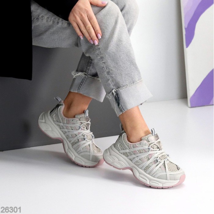 Кросівки жіночи еко-шкіра/текстиль сірі на 37,39р