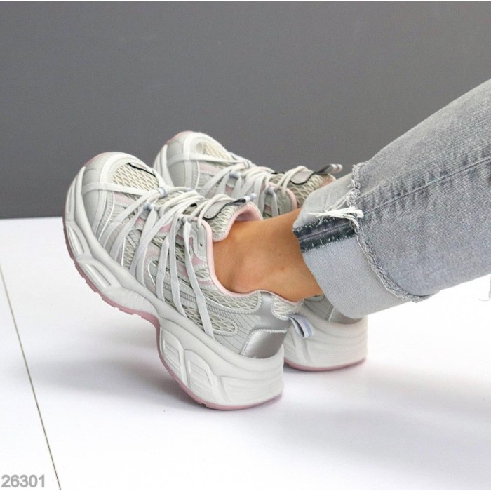 Кросівки жіночи еко-шкіра/текстиль сірі на 37,39р