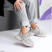 Кроссовки женские эко-кожа/текстиль серые на 37,39р.