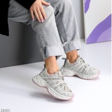 Кросівки жіночи еко-шкіра/текстиль сірі на 37,39р