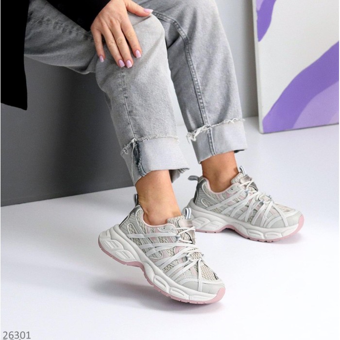 Кросівки жіночи еко-шкіра/текстиль сірі на 37,39р