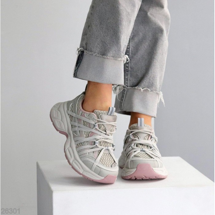 Кросівки жіночи еко-шкіра/текстиль сірі на 37,39р