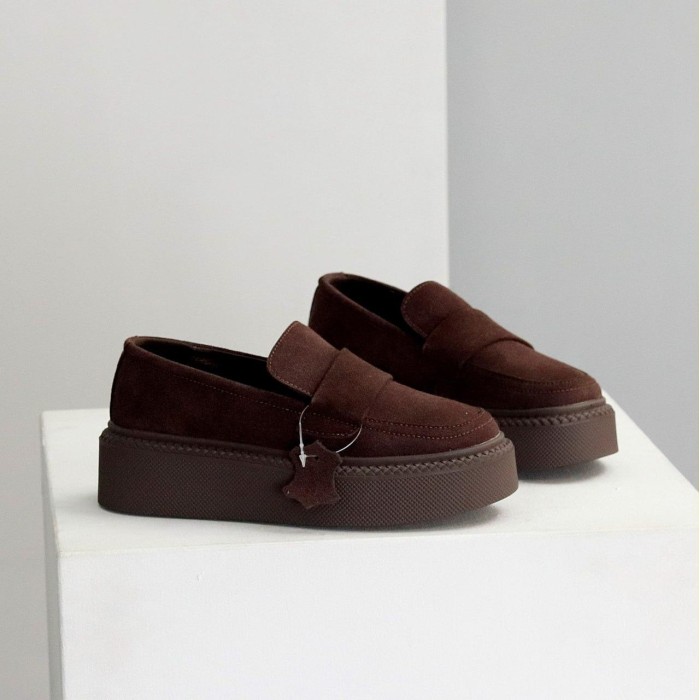 Лофери жіночі натуральна замша колір-шоколад на 37,38,39,40р