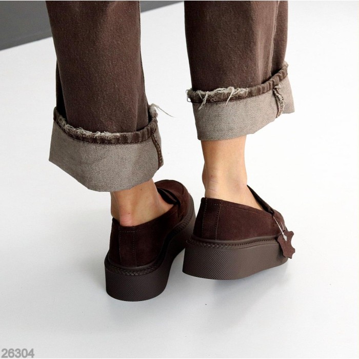 Лофери жіночі натуральна замша колір-шоколад на 37,38,39,40р