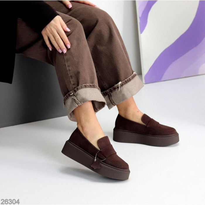 Лофери жіночі натуральна замша колір-шоколад на 37,38,39,40р