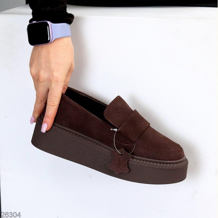 Лофери жіночі натуральна замша колір-шоколад на 37,38,39,40р