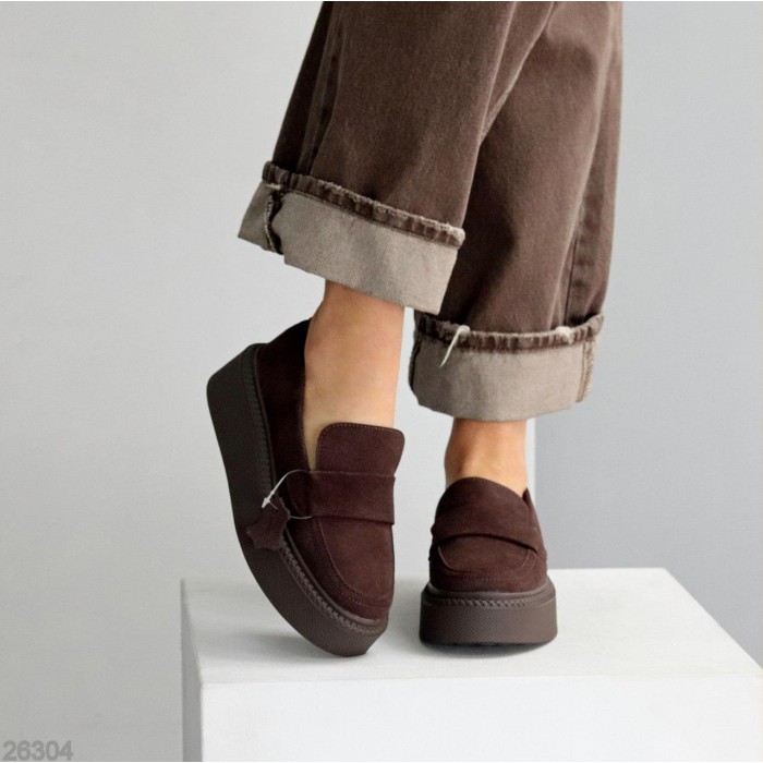 Лофери жіночі натуральна замша колір-шоколад на 37,38,39,40р