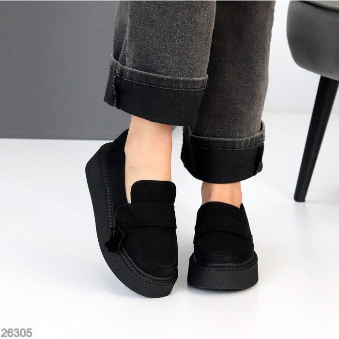 Лофери жіночі натуральна замша чорні на 39,40р