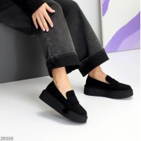 Лоферы женские натуральная замша черные на 39,40р.