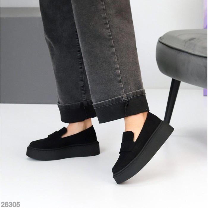 Лофери жіночі натуральна замша чорні на 39,40р