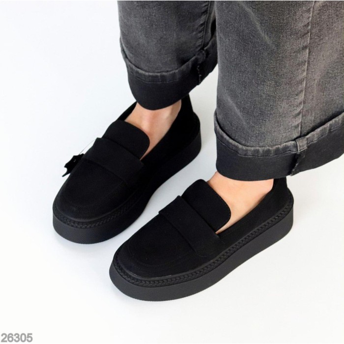 Лофери жіночі натуральна замша чорні на 39,40р