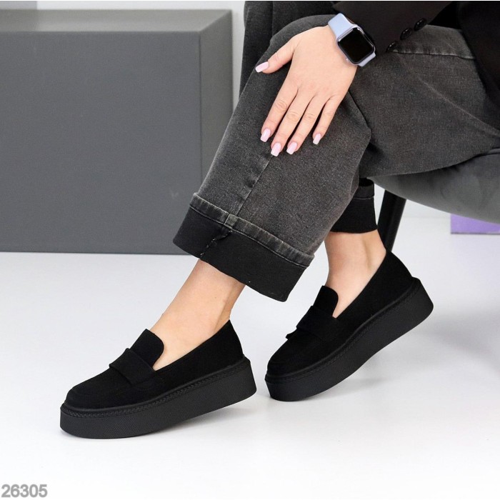 Лофери жіночі натуральна замша чорні на 39,40р