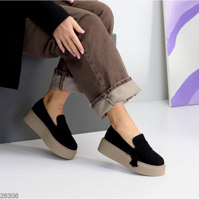 Лофери жіночі натуральна замша чорні на 35.5,37,38,40р