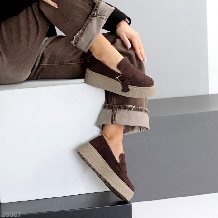 Лофери жіночі натуральна замша колір-шоколад на 37,38,39,40р