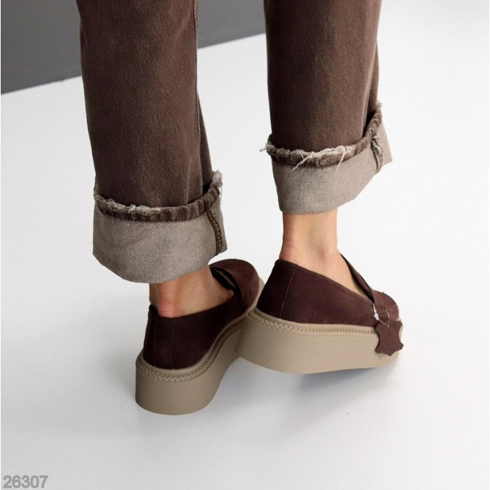 Лофери жіночі натуральна замша колір-шоколад на 37,38,39,40р