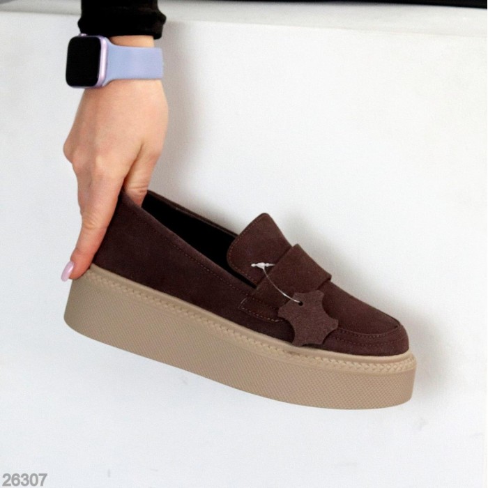 Лофери жіночі натуральна замша колір-шоколад на 37,38,39,40р