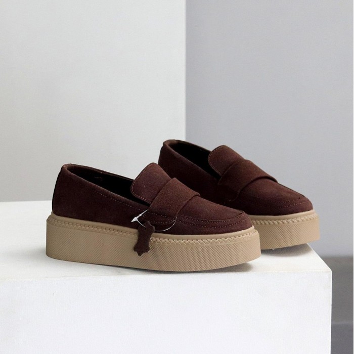 Лофери жіночі натуральна замша колір-шоколад на 37,38,39,40р