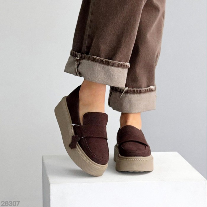 Лофери жіночі натуральна замша колір-шоколад на 37,38,39,40р