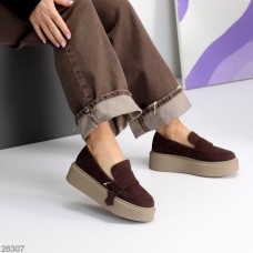 Лофери жіночі натуральна замша колір-шоколад на 37,38,39,40р