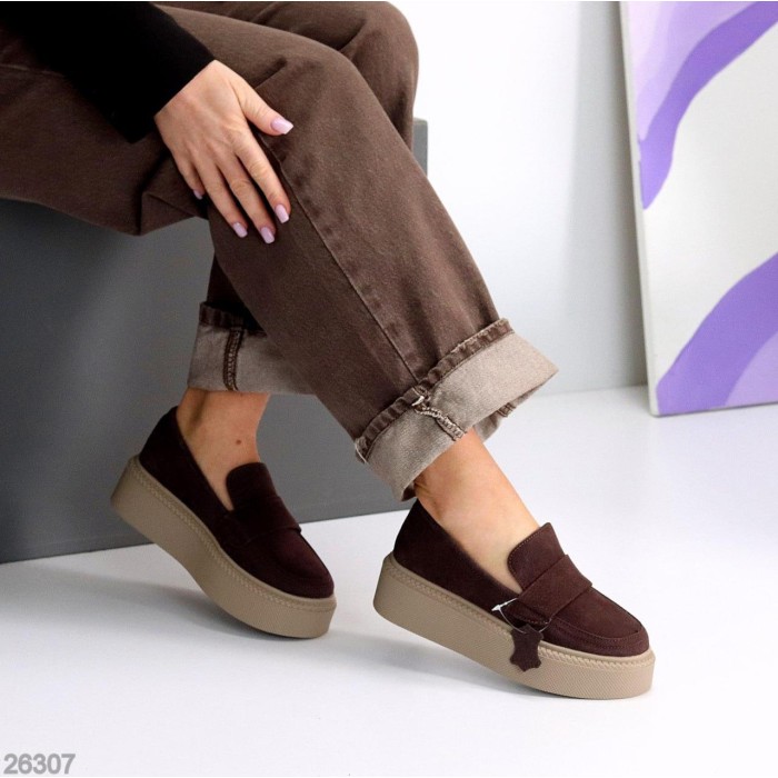 Лофери жіночі натуральна замша колір-шоколад на 37,38,39,40р