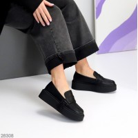 Лоферы женские натуральная кожа черные на 35.5,36,37,38,39,40р